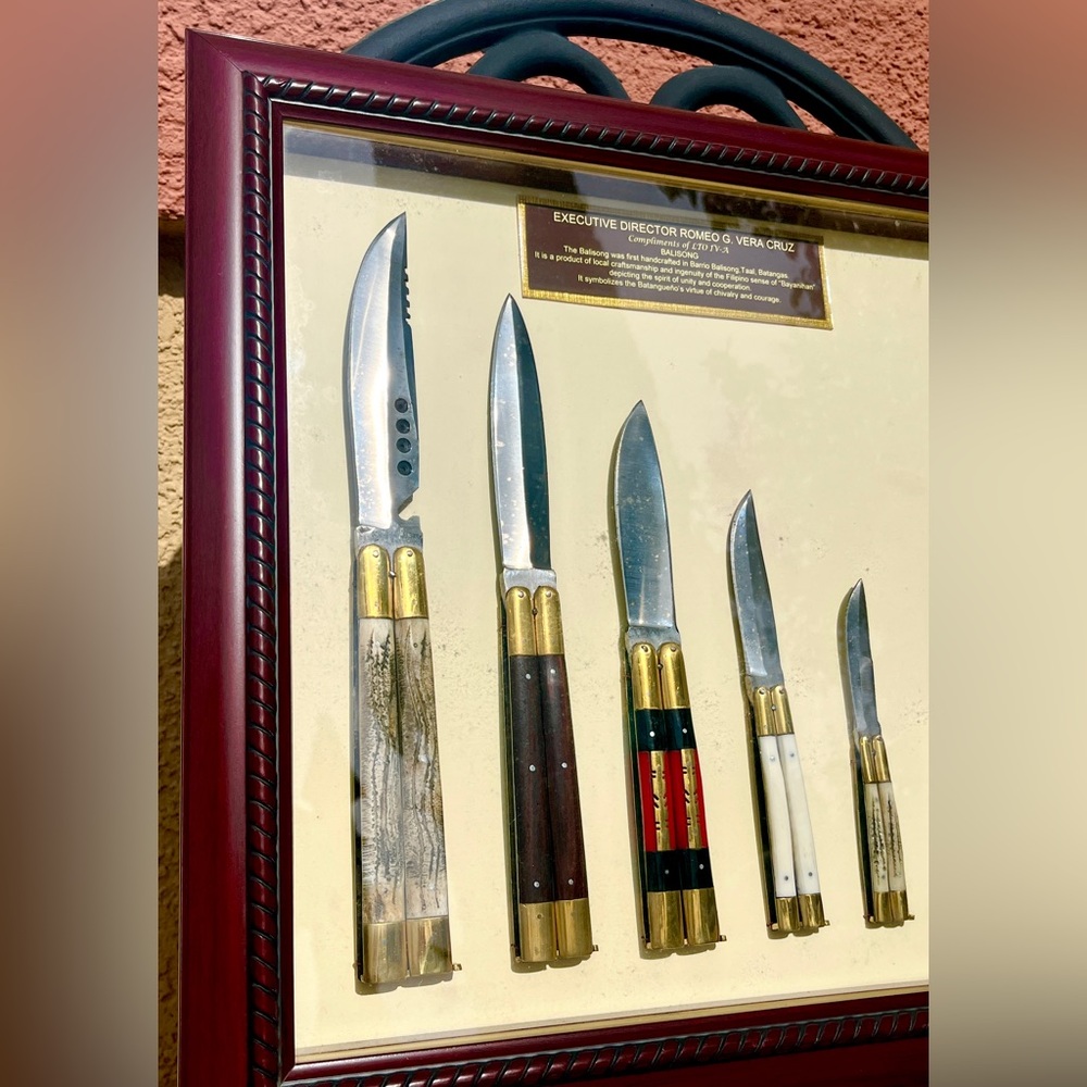 Artisan Handmade Batangas Balisong 7-Pc Knife Framed Set Rare ArtisanCollection